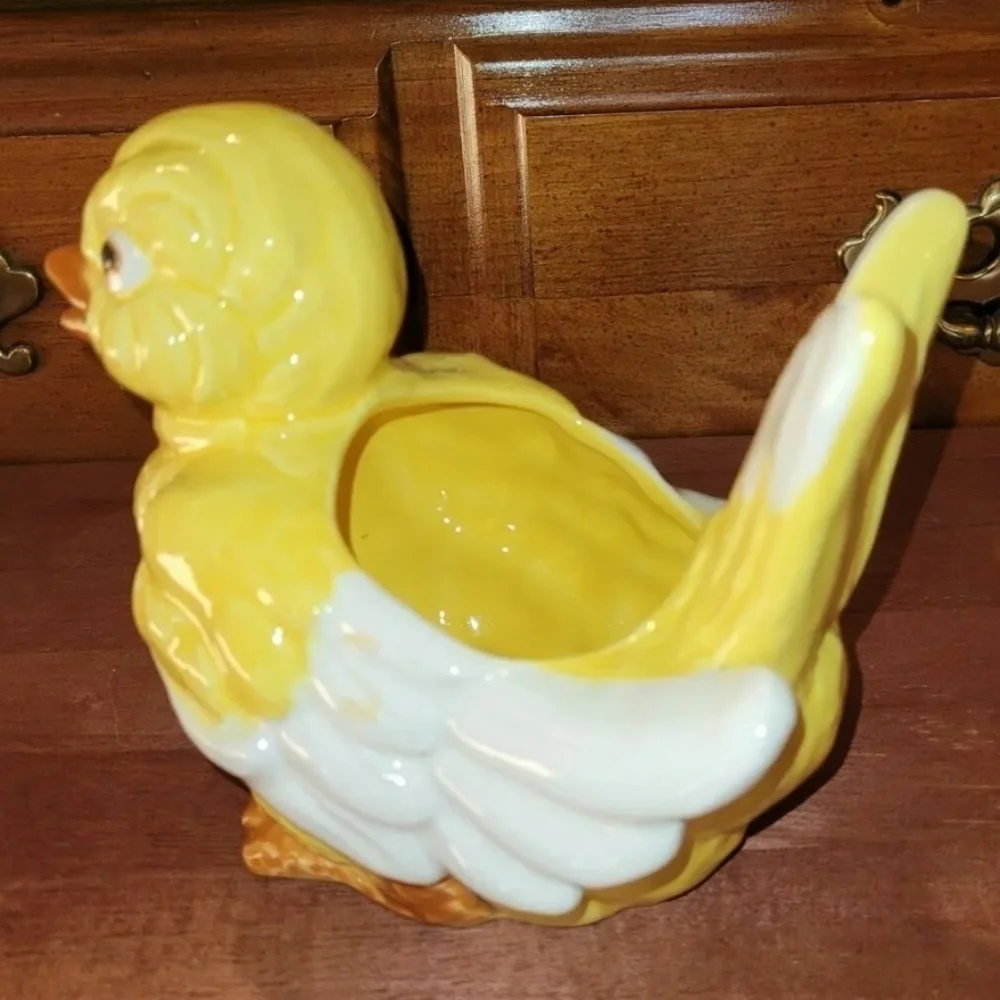 ARDCO Yellow Duck Ducky Chick or Chicken Ceramic Planter Pot or Vase VTG 1950's - Picture 6 of 10